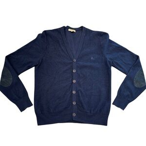 Burberry Navy Blue V-Neck Button Cardigan | Wool Sweater | Women's Small
